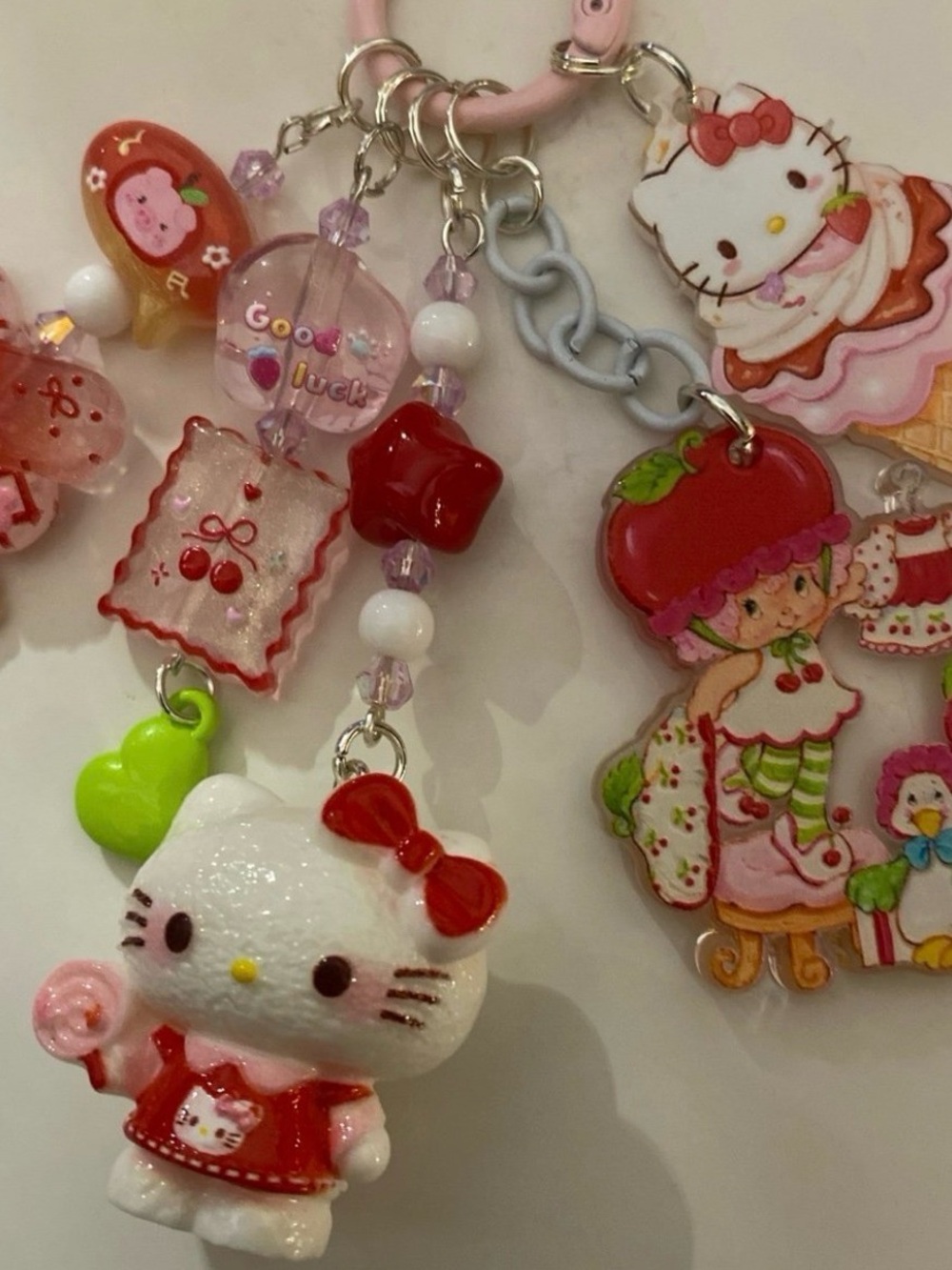 Hello Kitty Style Red & White Kitty Charm Keychain/Purse